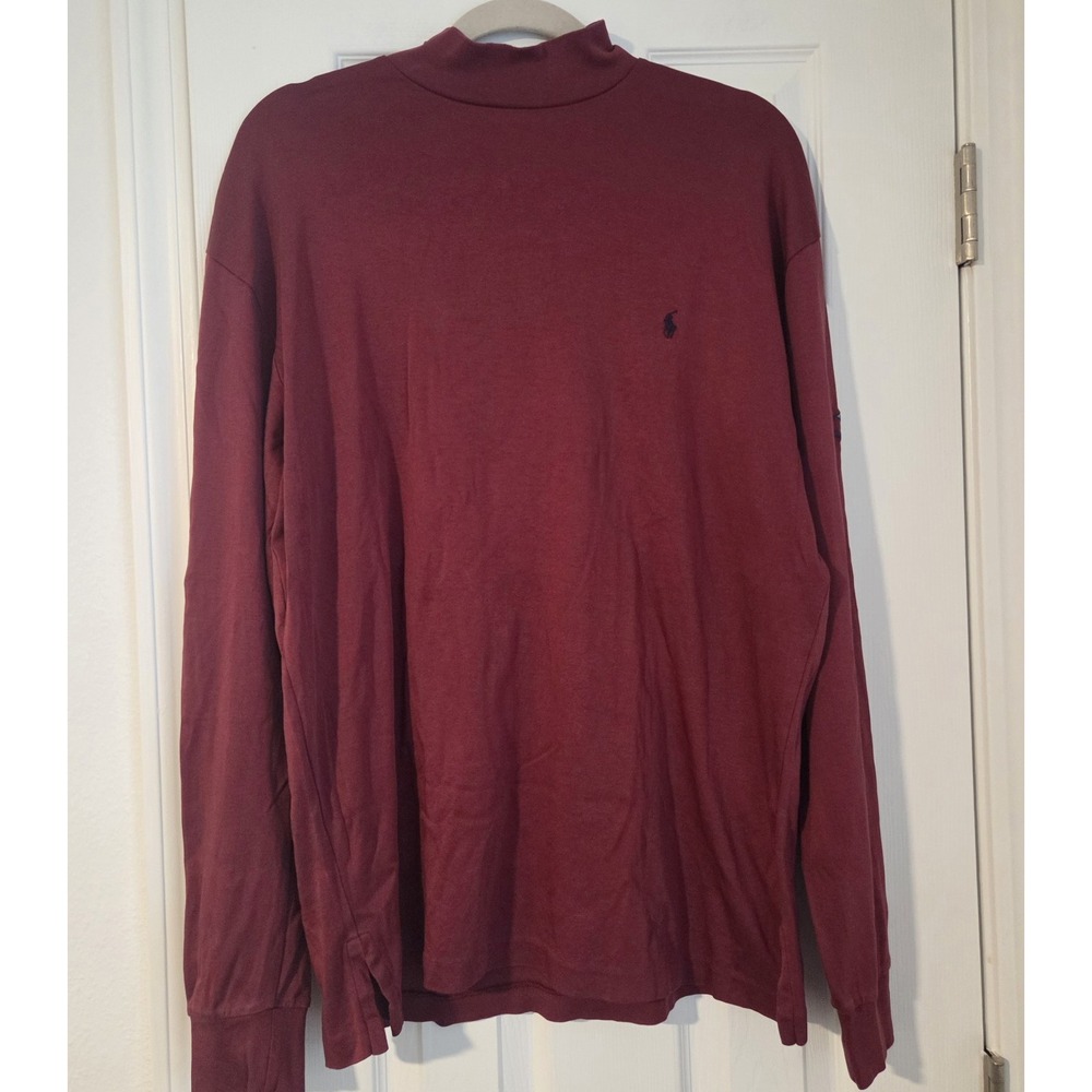 Vintage Polo Golf Ralph Lauren Mock Neck Shirt Burgundy Maroon M 90s